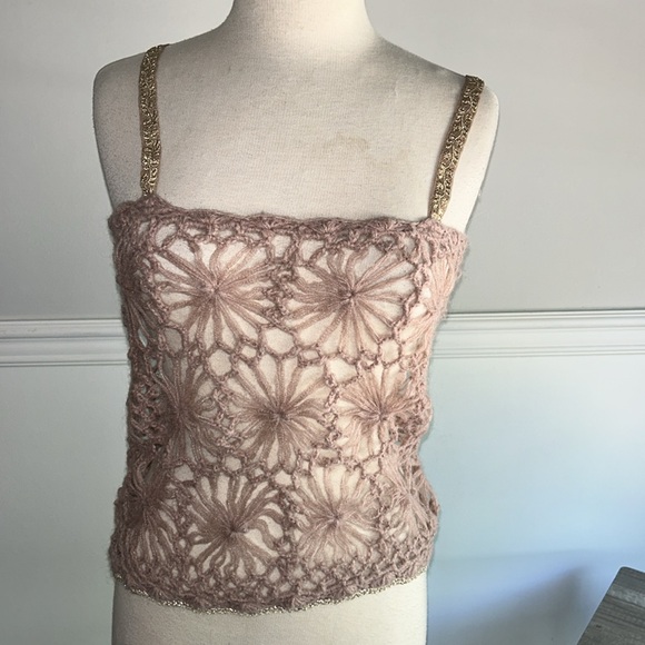 NWOT Free People Rose Garden Sweater Crochet Knit Tank Size XS/S Z310 - Picture 3 of 4